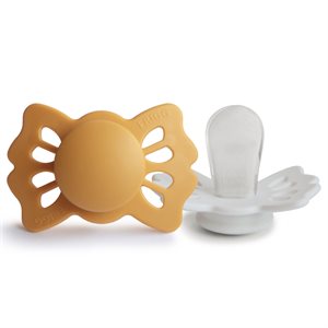 FRIGG Lucky - Symmetrical Silicone 2-Pack Pacifiers - Honey Gold/Cream - Size 1